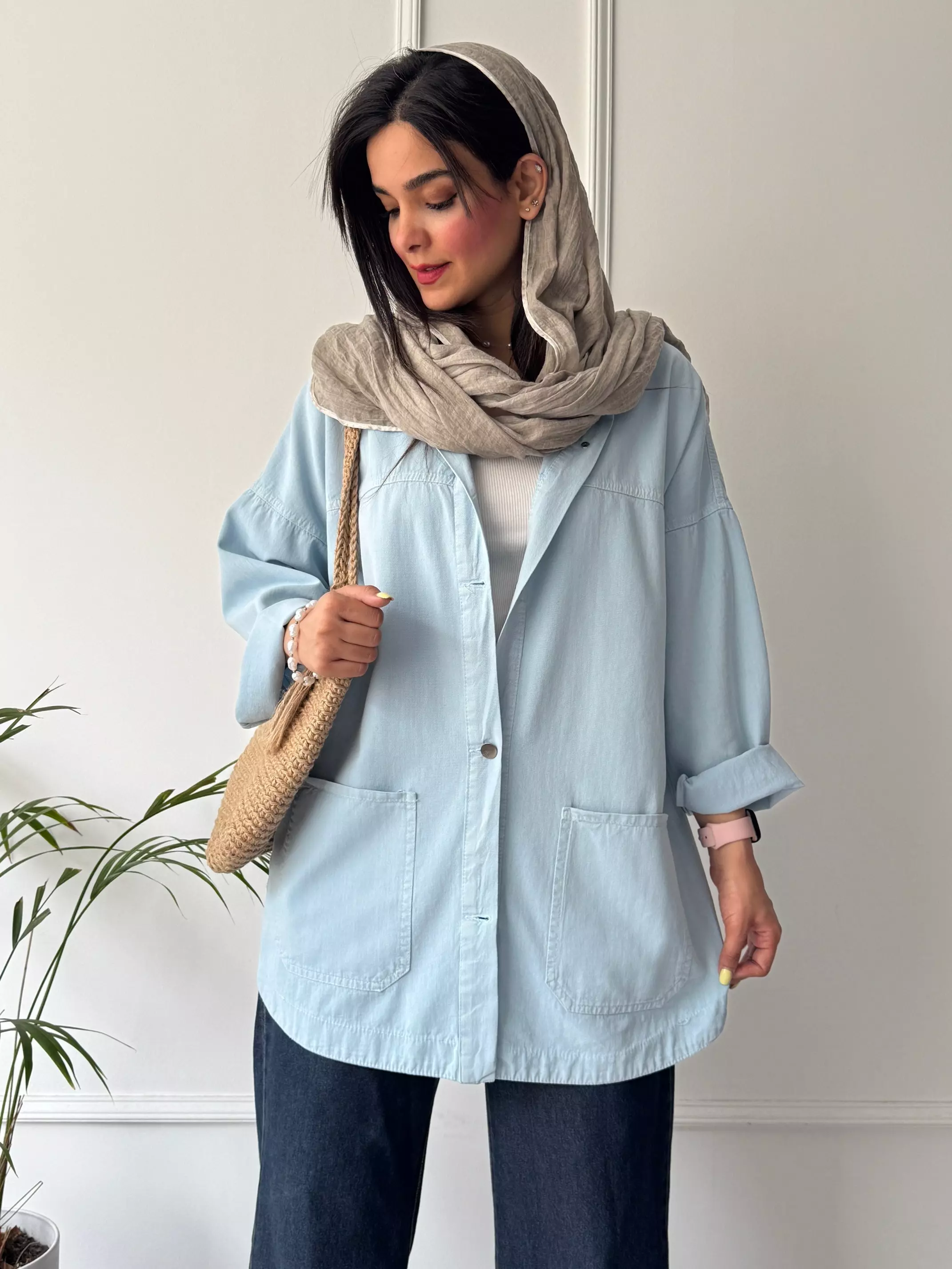 مانتو کتان جیب پایین